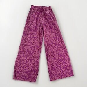 Knox Rose Pink Paisley Wide Leg Pull On‎ Pants Cottage Core Festival Size XS